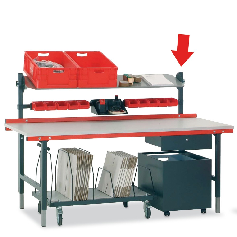 N° de l'image du produit 4 : 2 barres de fixation courtes pour table d’emballage Rocholz, H x l x P 1 170 x 40 x 40 mm, 485 mm au-dessus du plateau de table