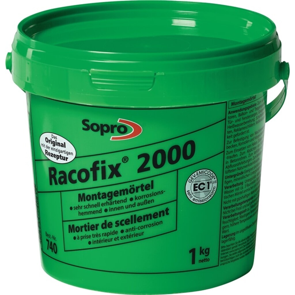Illustration du produit: Mortier de scellement Racofix® 2000 1:3 (eau/mortier) 1 kg seau SOPRO