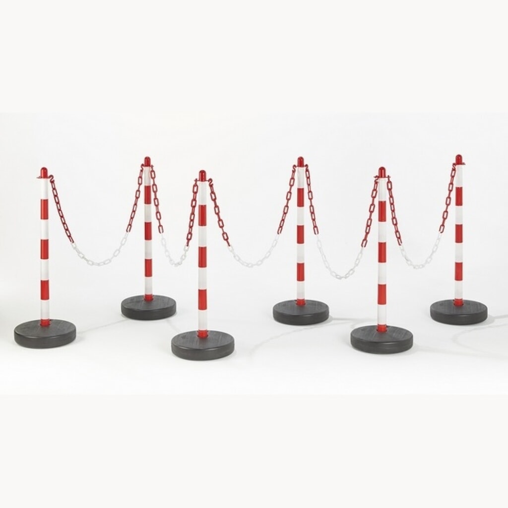 MOTTEZ Potelet en plastique sur coupelle ronde, blanc, rouge et noir N° de l'image du produit 3 : MOTTEZ Potelet en plastique sur coupelle ronde, blanc, rouge et noir