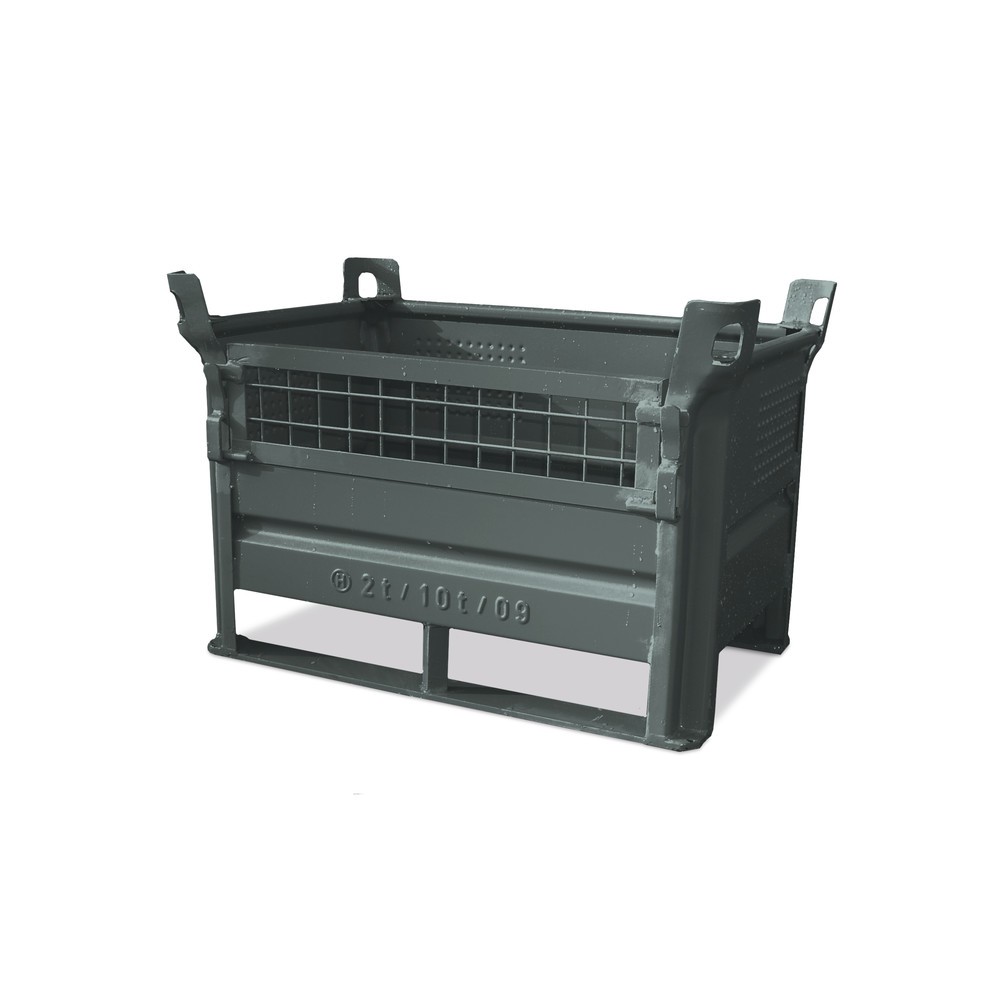 N° de l'image du produit 2 : Moyennant supplément ½ rabat grillagé pour berceau empilable HESON®, avec patins, capacité de charge 500 kg, l x P 800 x 500 mm