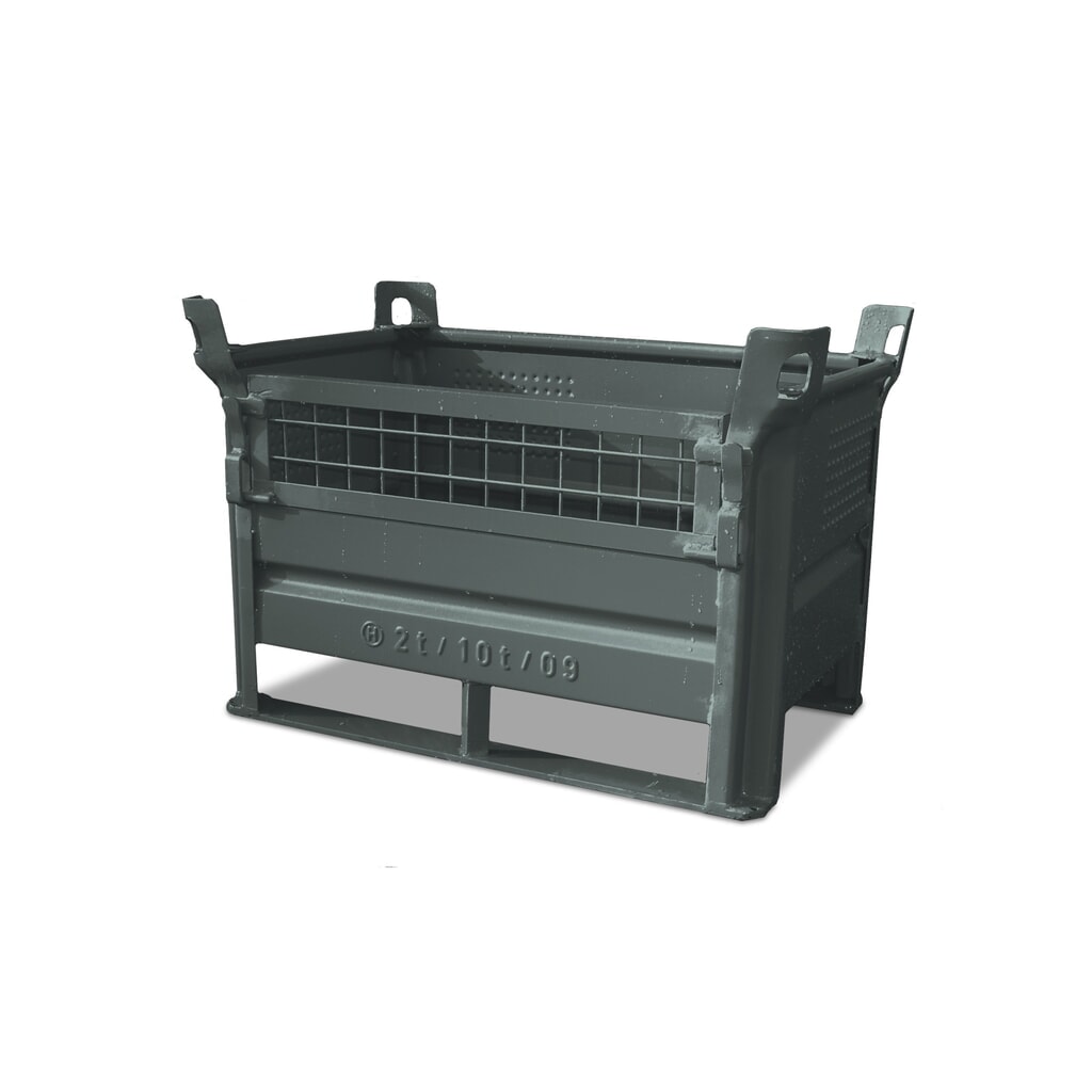 N° de l'image du produit 2 : Moyennant supplément ½ rabat grillagé pour berceau empilable HESON®, avec patins, capacité de charge 1 000 kg, l x P 800 x 500 mm