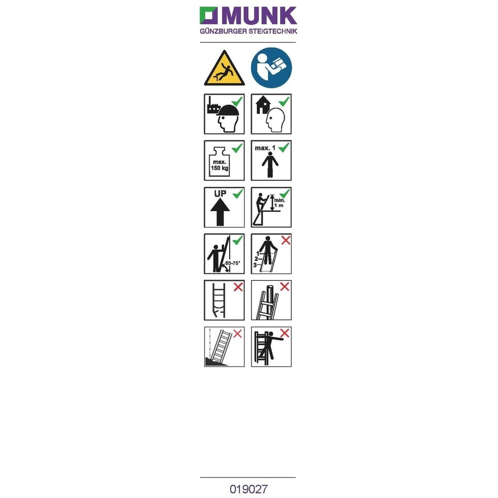 Illustration du produit: Munk Autocollant de signalisation pour marchepieds / plates-formes sans dispositif de retenue, autocollant 19017