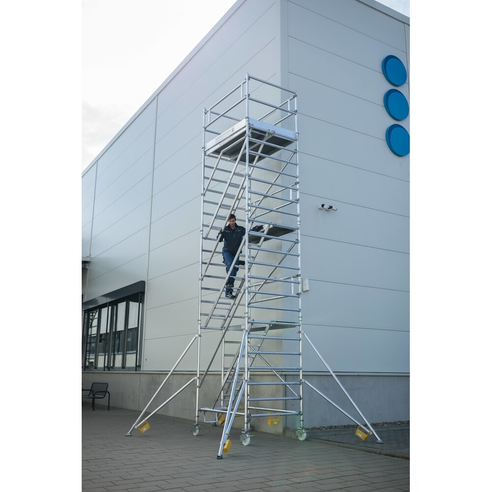 N° de l'image du produit 2 : Munk Échafaudage roulant 1,35 x 2,45 m avec échelles inclinées & stabilisateurs Hauteur de plate-forme 4,35 m