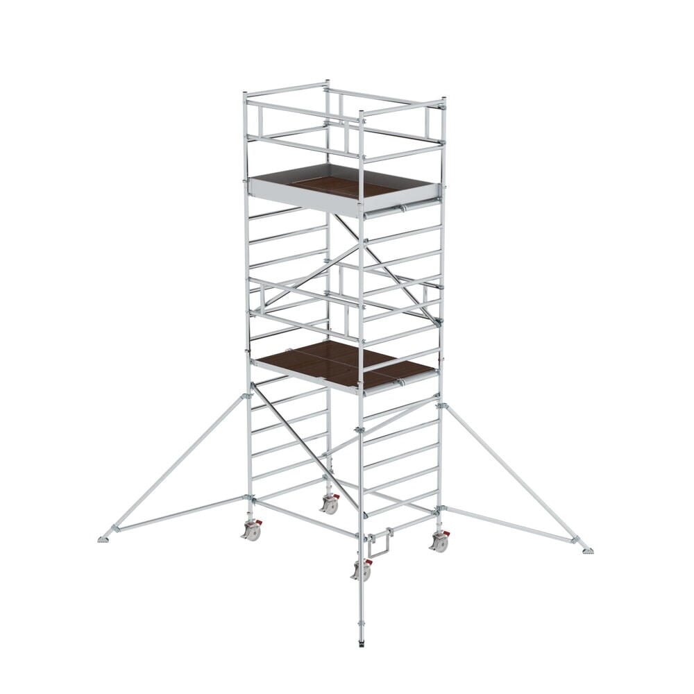 Illustration du produit: Munk Échafaudage roulant 1,35 x 1,80 m avec stabilisateur & double plate-forme Hauteur de plate-forme 4,35 m