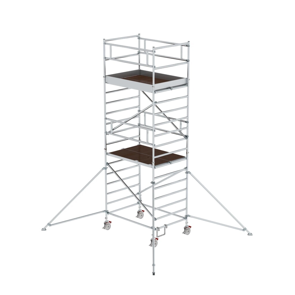 Illustration du produit: Munk Échafaudage roulant 1,35 x 1,80 m avec stabilisateur & double plate-forme Hauteur de plate-forme 4,35 m
