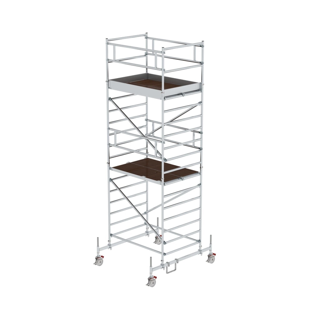 Illustration du produit: Munk Échafaudage roulant 1,35 x 1,80 m avec traverse mobile & double plate-forme Hauteur de plate-forme 4,45 m