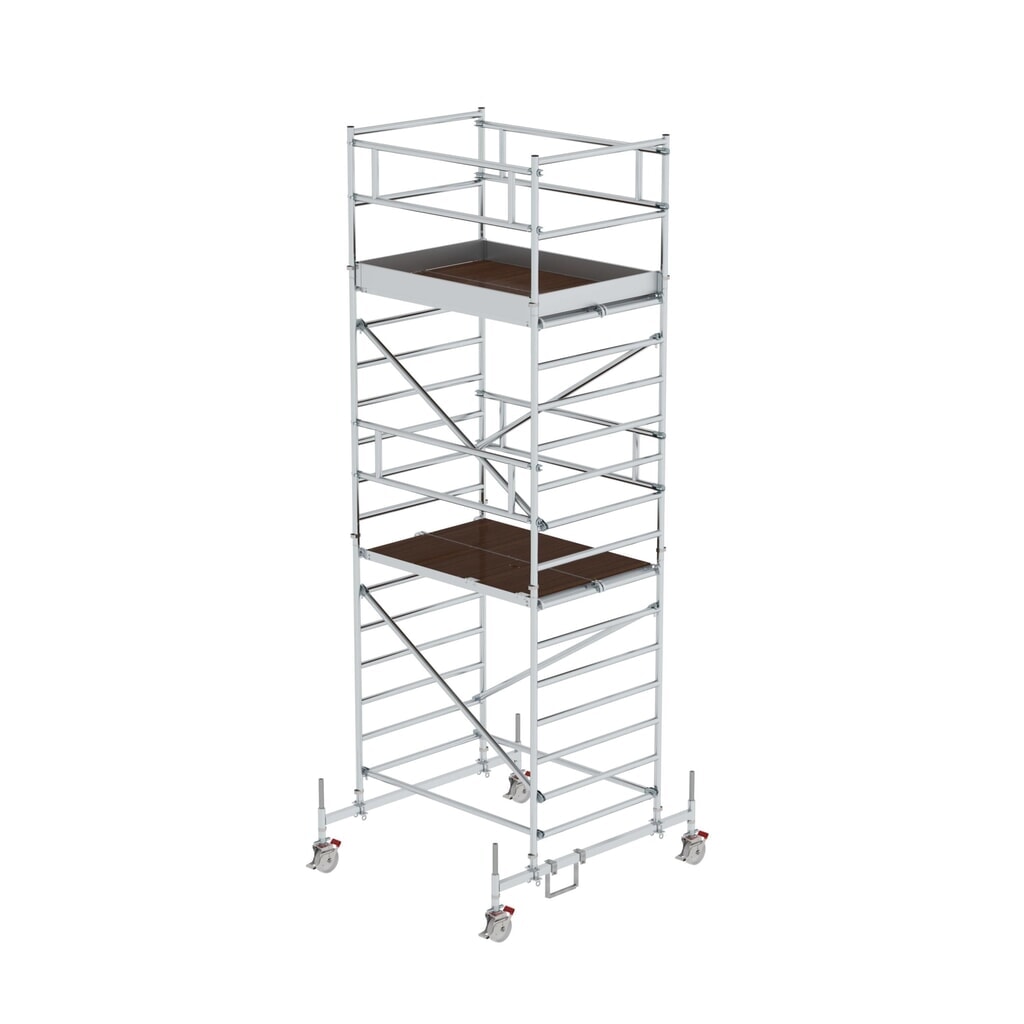 Illustration du produit: Munk Échafaudage roulant 1,35 x 1,80 m avec traverse mobile & double plate-forme Hauteur de plate-forme 4,45 m