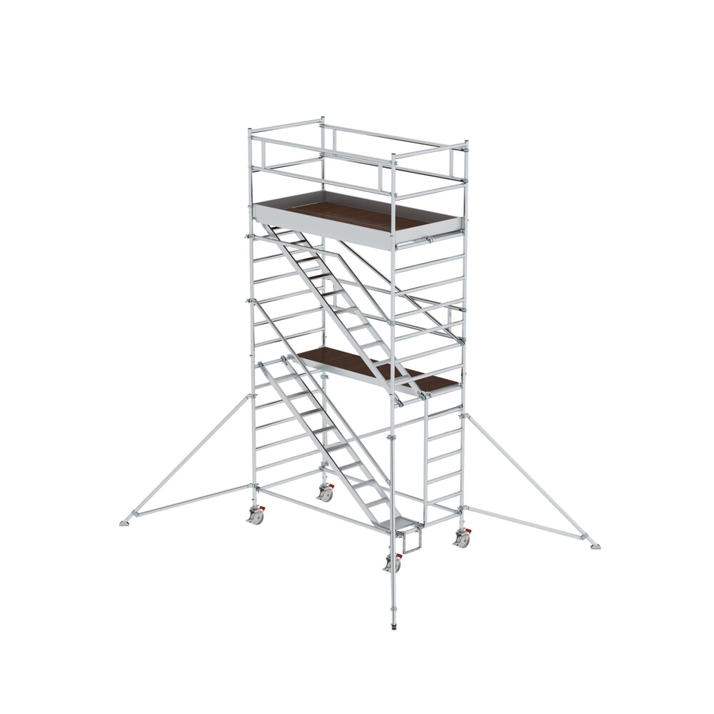 N° de l'image du produit 1 : Munk Échafaudage roulant 1,35 x 2,45 m avec échelles inclinées & stabilisateurs Hauteur de plate-forme 4,35 m