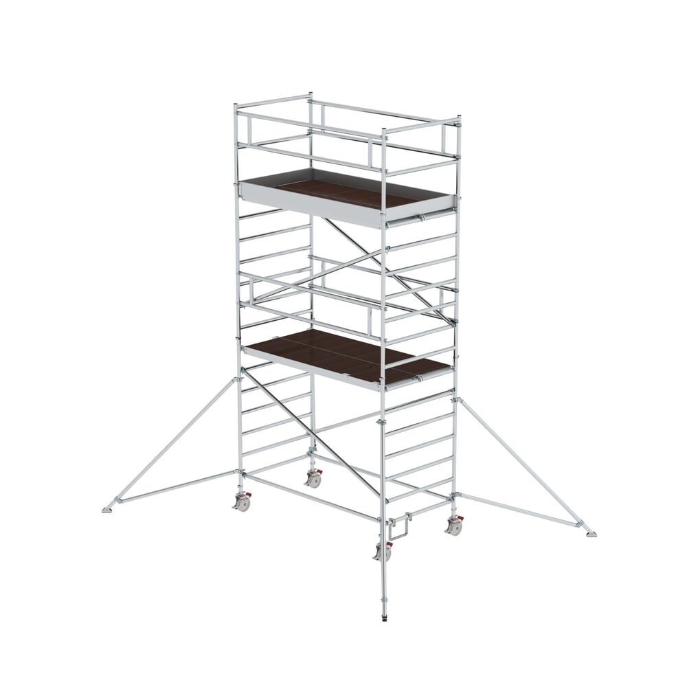 Illustration du produit: Munk Échafaudage roulant 1,35 x 2,45 m avec stabilisateur & double plate-forme Hauteur de plate-forme 4,35 m