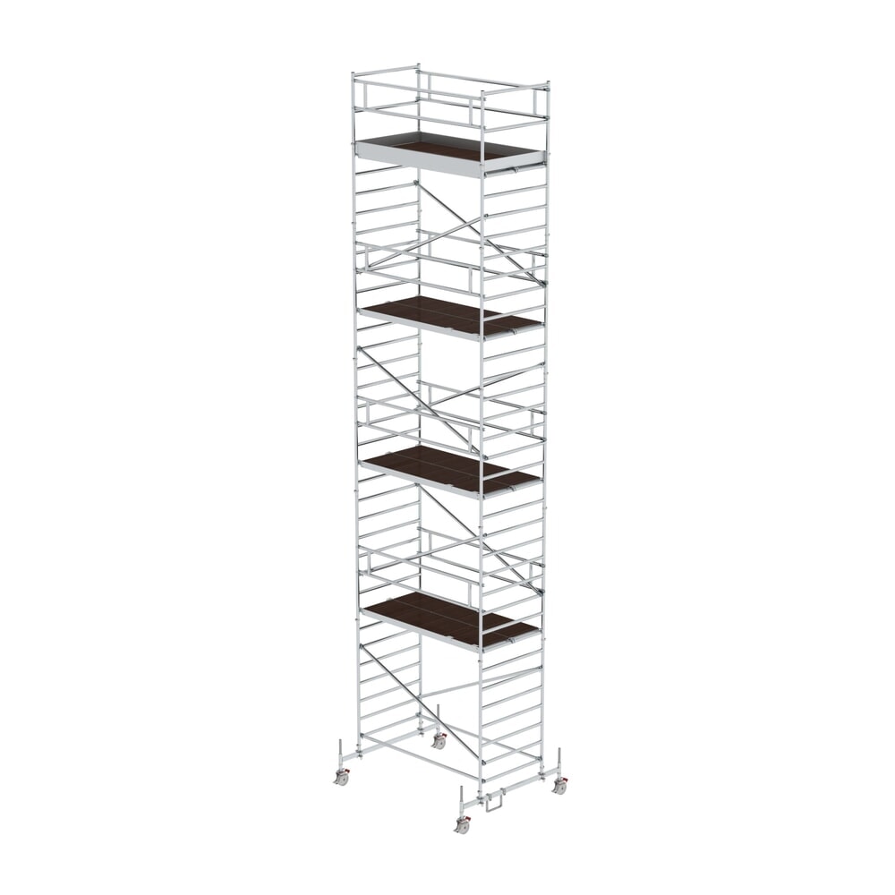 Illustration du produit: Munk Échafaudage roulant 1,35 x 2,45 m avec traverse mobile & double plate-forme Hauteur de plate-forme 9,45 m