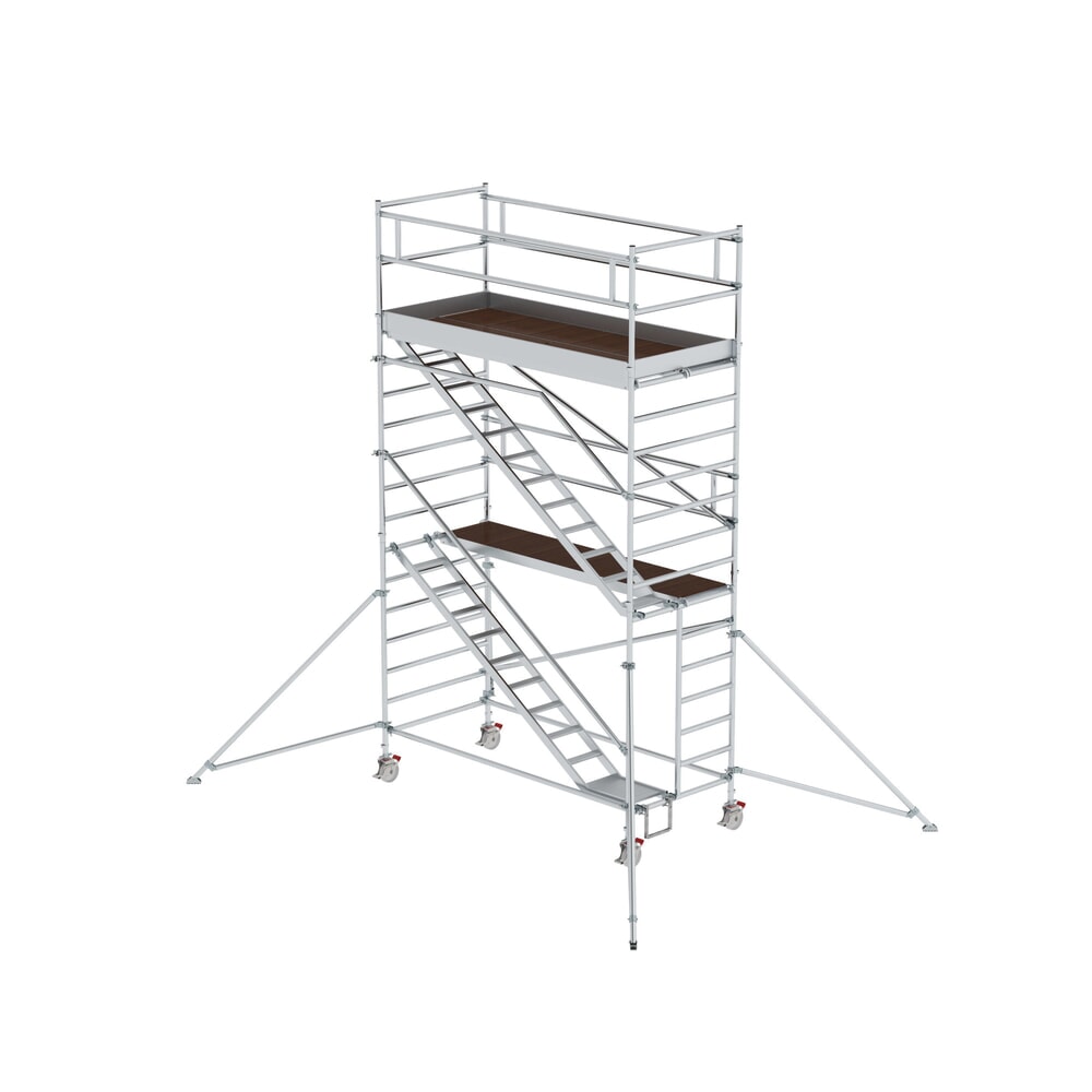 N° de l'image du produit 1 : Munk Échafaudage roulant 1,35 x 3,0 m avec échelles inclinées & stabilisateurs Hauteur de plate-forme 4,35 m