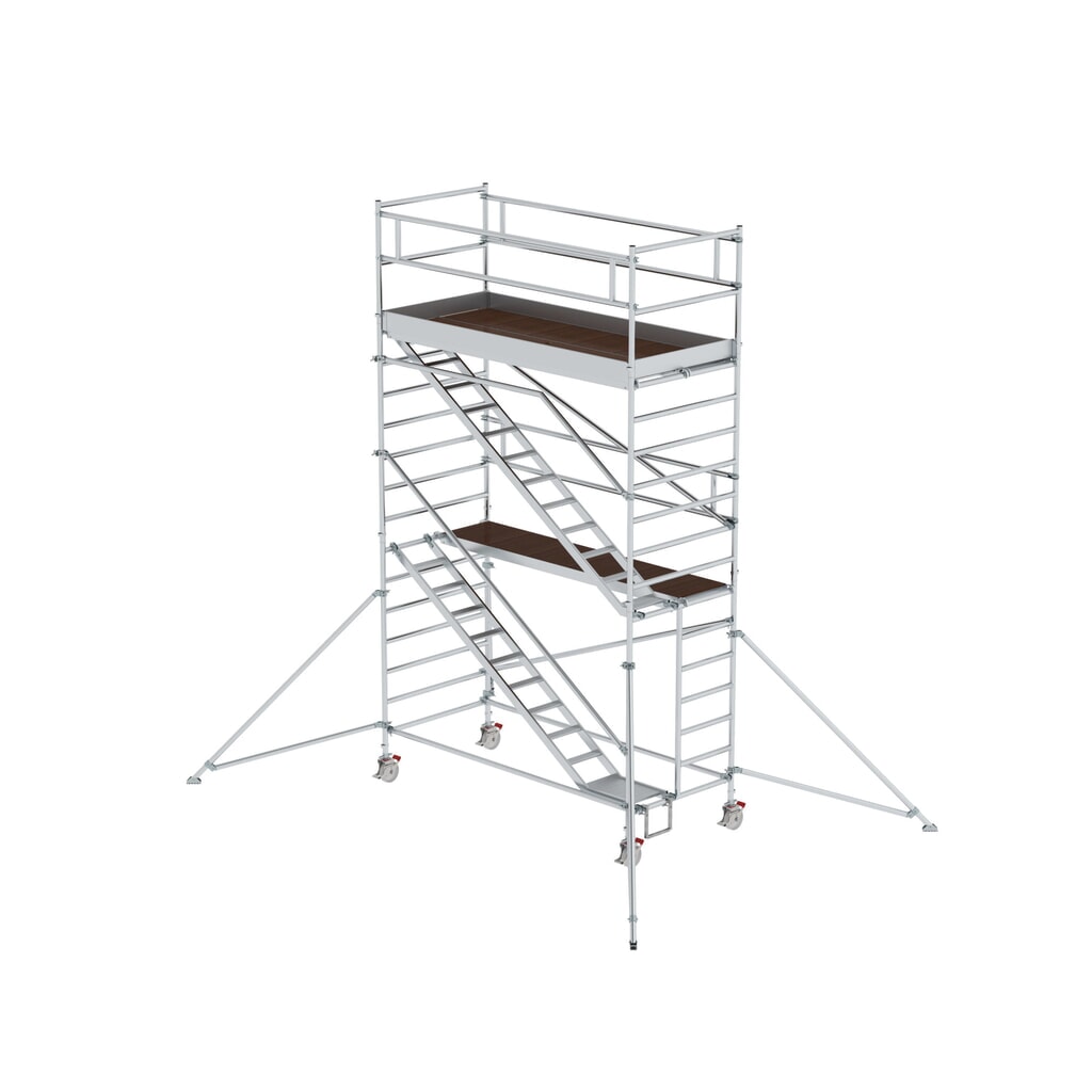 Illustration du produit: Munk Échafaudage roulant 1,35 x 3,0 m avec échelles inclinées & stabilisateurs Hauteur de plate-forme 4,35 m