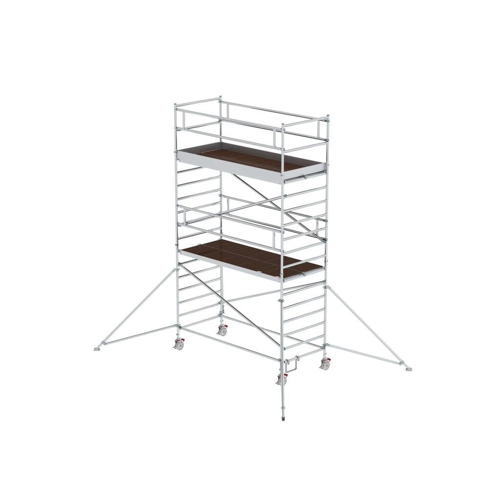 Illustration du produit: Munk Échafaudage roulant 1,35 x 3,0 m avec stabilisateur & double plate-forme Hauteur de plate-forme 4,35 m