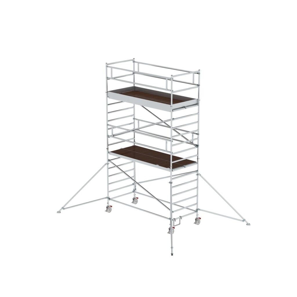 Illustration du produit: Munk Échafaudage roulant 1,35 x 3,0 m avec stabilisateur & double plate-forme Hauteur de plate-forme 4,35 m