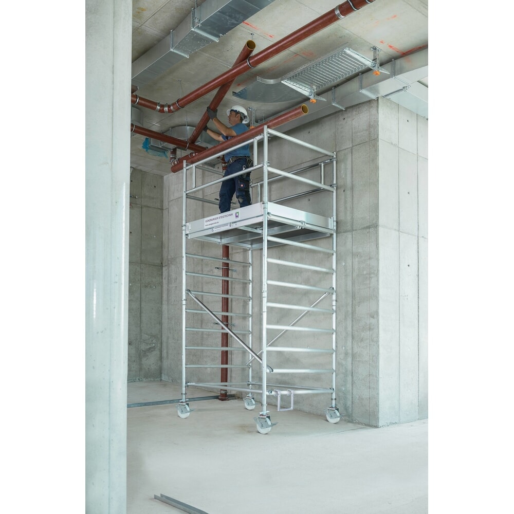 N° de l'image du produit 2 : Munk Échafaudage roulant 1,35 x 2,45 m avec double plate-forme Hauteur de plate-forme 2,35 m