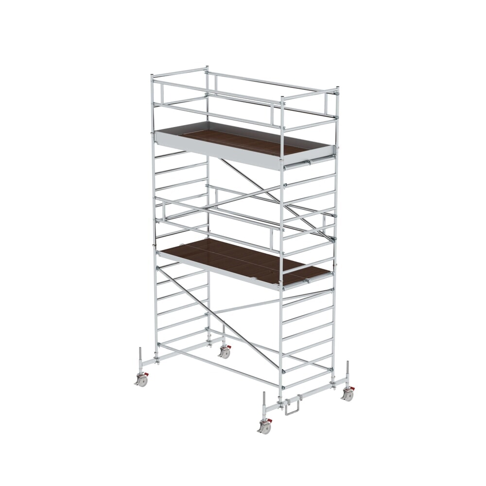 Illustration du produit: Munk Échafaudage roulant 1,35 x 3,0 m avec traverse mobile et double plate-forme Hauteur de plate-forme 4,45 m