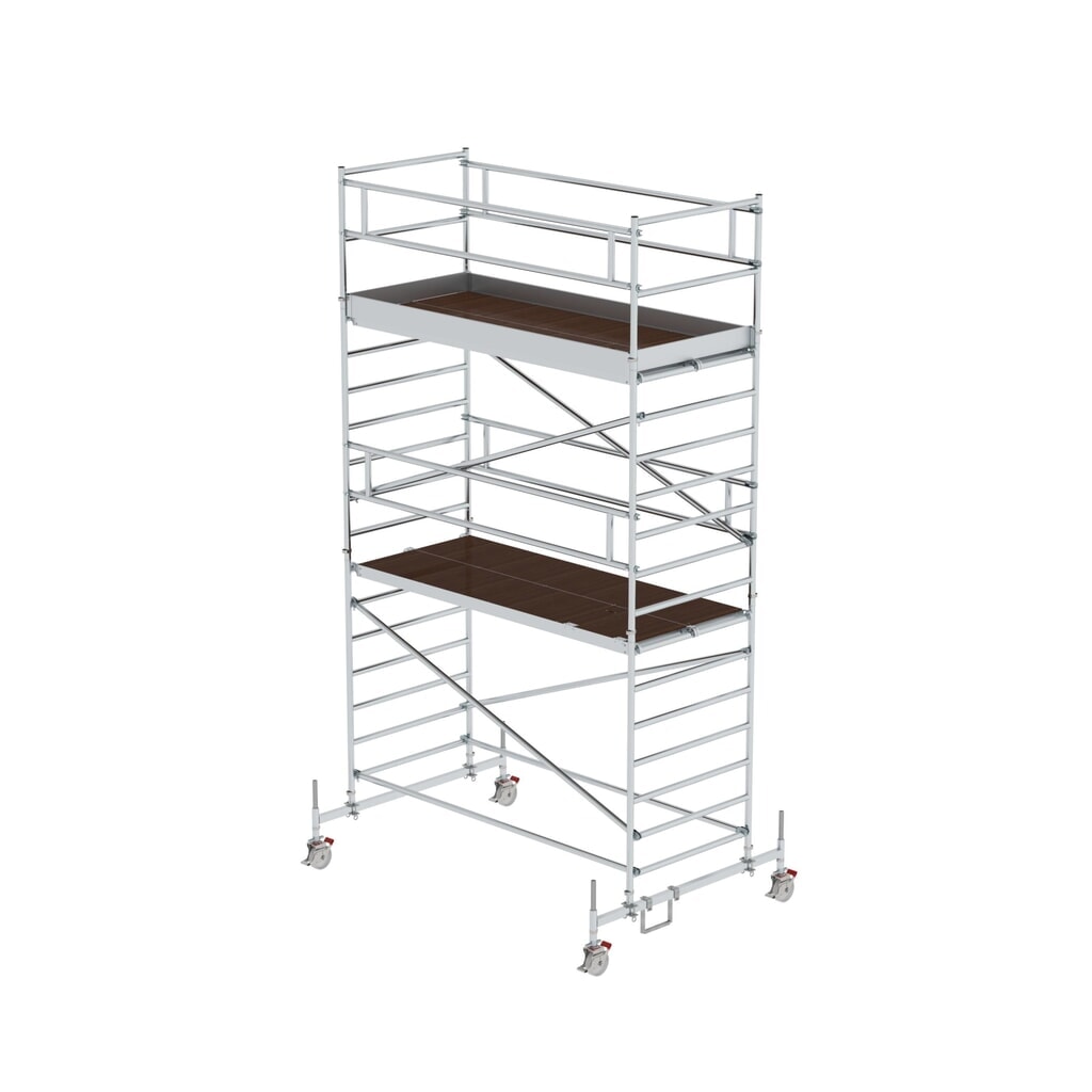 Illustration du produit: Munk Échafaudage roulant 1,35 x 3,0 m avec traverse mobile et double plate-forme Hauteur de plate-forme 4,45 m