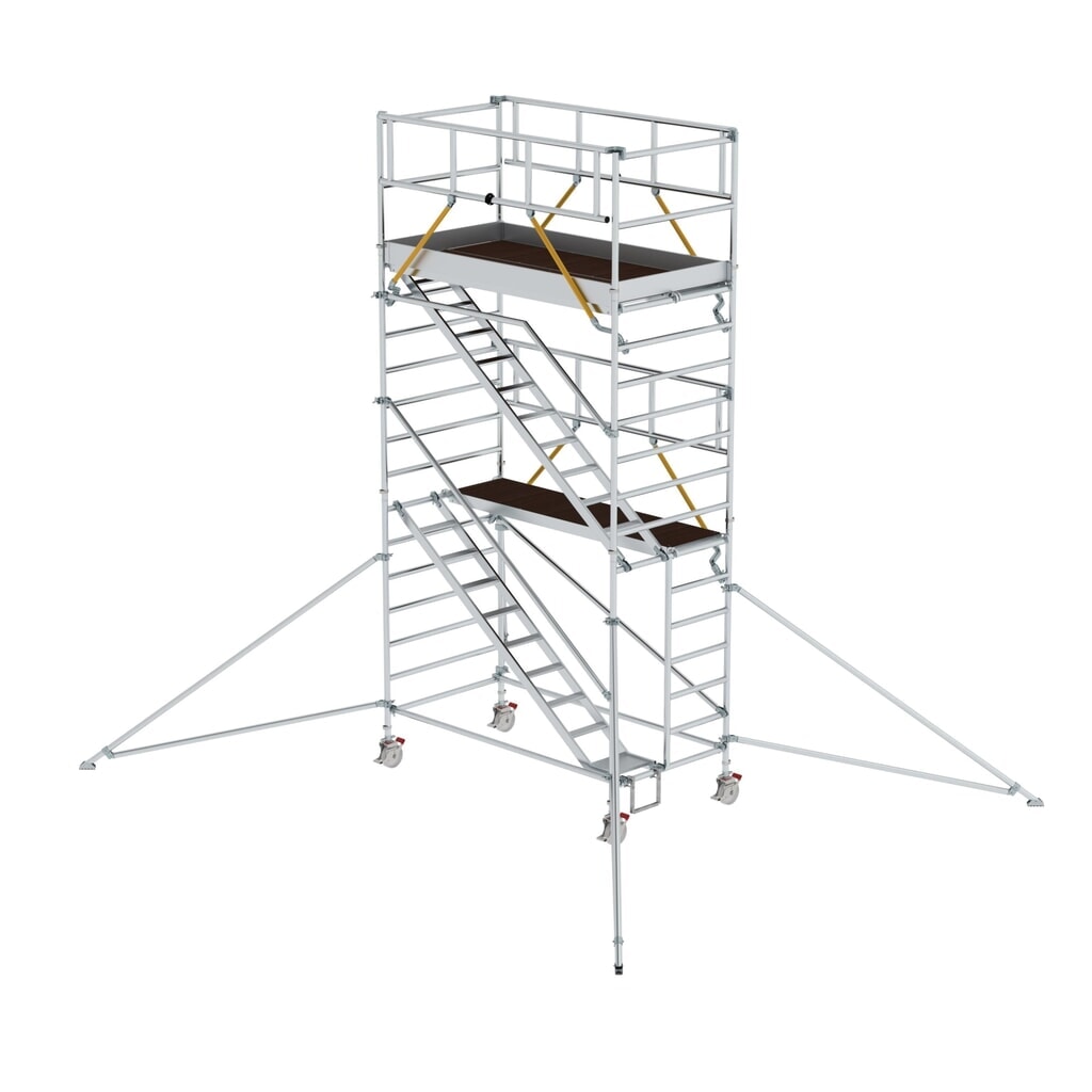 Illustration du produit: Munk Échafaudage roulant SG 1,35 x 2,45 m avec échelles inclinées & stabilisateurs Hauteur de plate-forme 4,47 m