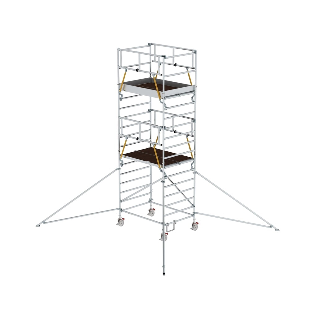 Munk Échafaudage roulant SG 1,35 x 2,45 m avec stabilisateur & double plate-forme