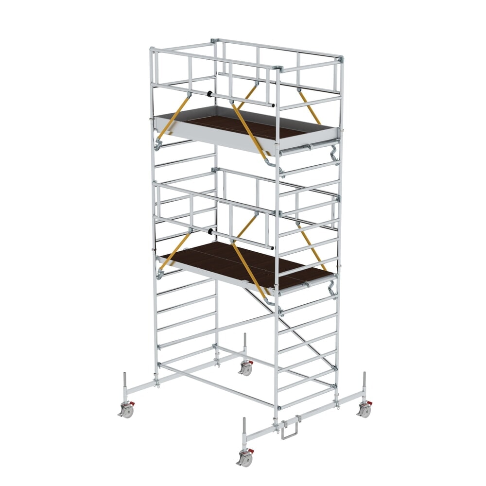 Illustration du produit: Munk Échafaudage roulant SG 1,35 x 2,45 m avec traverse mobile & double plate-forme Hauteur de plate-forme 4,66 m