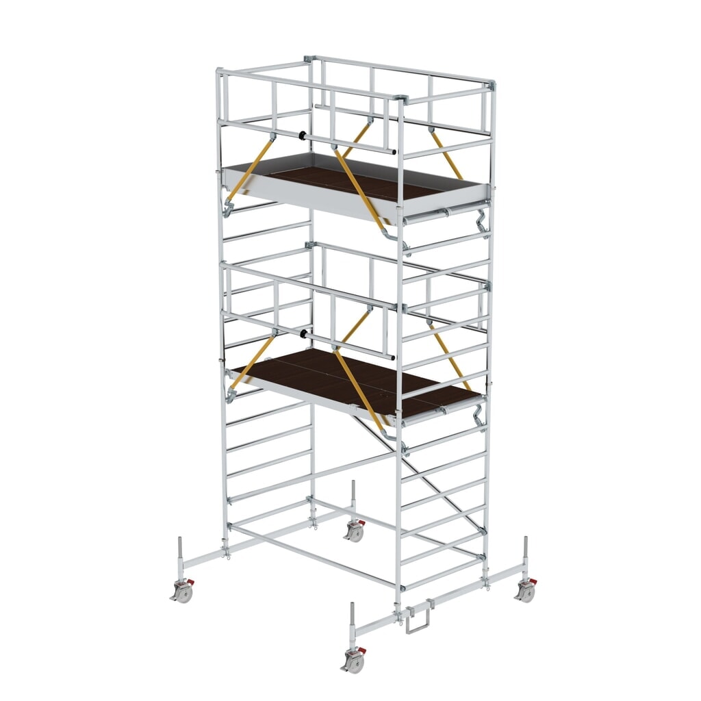 Illustration du produit: Munk Échafaudage roulant SG 1,35 x 2,45 m avec traverse mobile & double plate-forme Hauteur de plate-forme 4,66 m