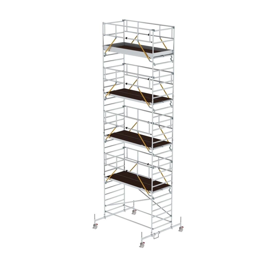 Munk Échafaudage roulant SG 1,35 x 3,0 m avec traverse mobile et double plate-forme Hauteur de plate-forme 8,58 m Illustration du produit: Munk Échafaudage roulant SG 1,35 x 3,0 m avec traverse mobile et double plate-forme Hauteur de plate-forme 8,58 m