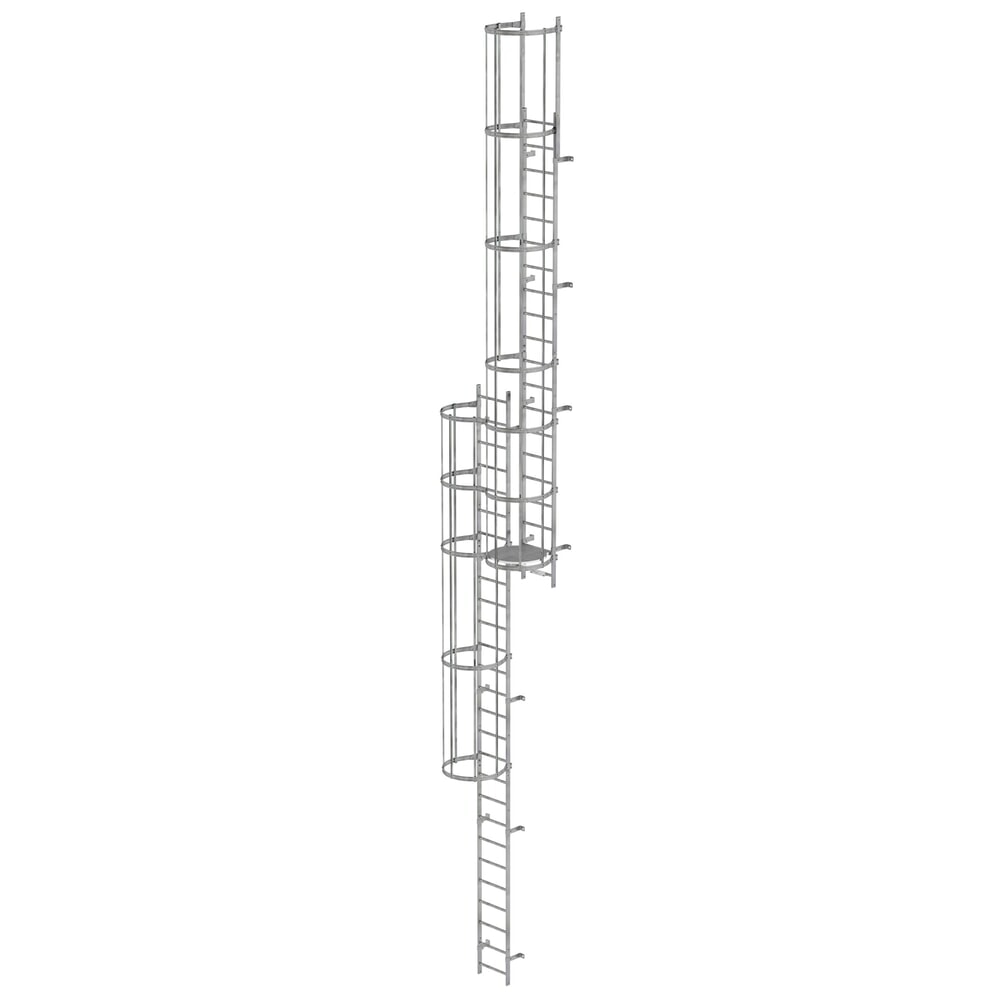 Illustration du produit: Munk Échelle à crinoline à plusieurs sections avec protection dorsale (échelle de secours) acier galvanisé 12,12m