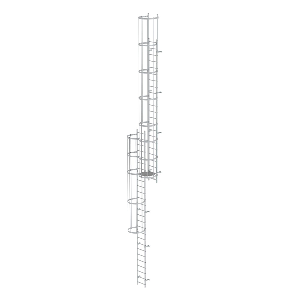 Illustration du produit: Munk Échelle à crinoline à plusieurs sections avec protection dorsale (échelle de secours) aluminium anodisé 12,96 m