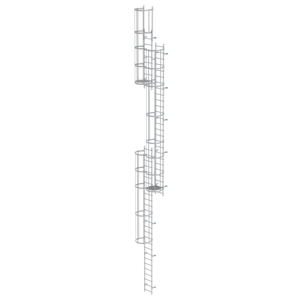 Illustration du produit: Munk Échelle à crinoline à plusieurs sections avec protection dorsale (échelle de secours) Aluminium anodisé 14,36 m