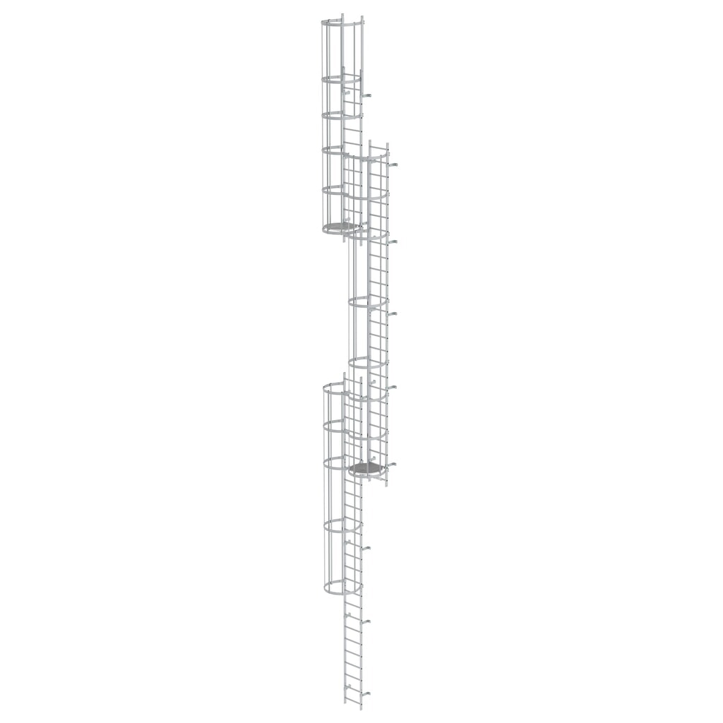 Illustration du produit: Munk Échelle à crinoline à plusieurs sections avec protection dorsale (échelle de secours) Aluminium anodisé 15,20 m