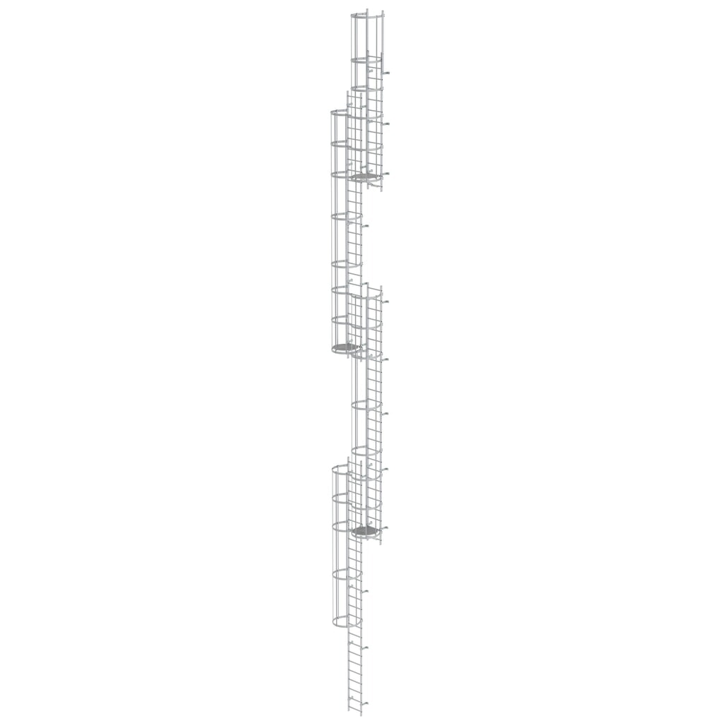 Illustration du produit: Munk Échelle à crinoline à plusieurs sections avec protection dorsale (échelle de secours) Aluminium anodisé 19,96 m