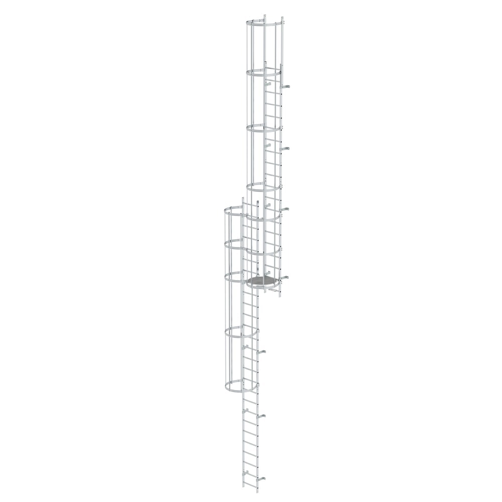 Illustration du produit: Munk Échelle à crinoline à plusieurs sections avec protection dorsale (échelle de secours) Aluminium brut 12,12 m