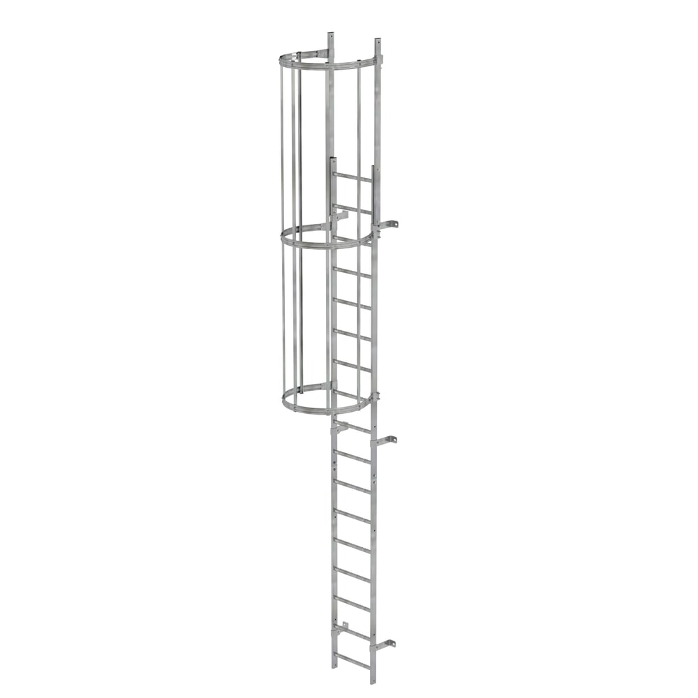 Illustration du produit: Munk Échelle à une voie avec cage de protection, acier galvanisé 5,96 m