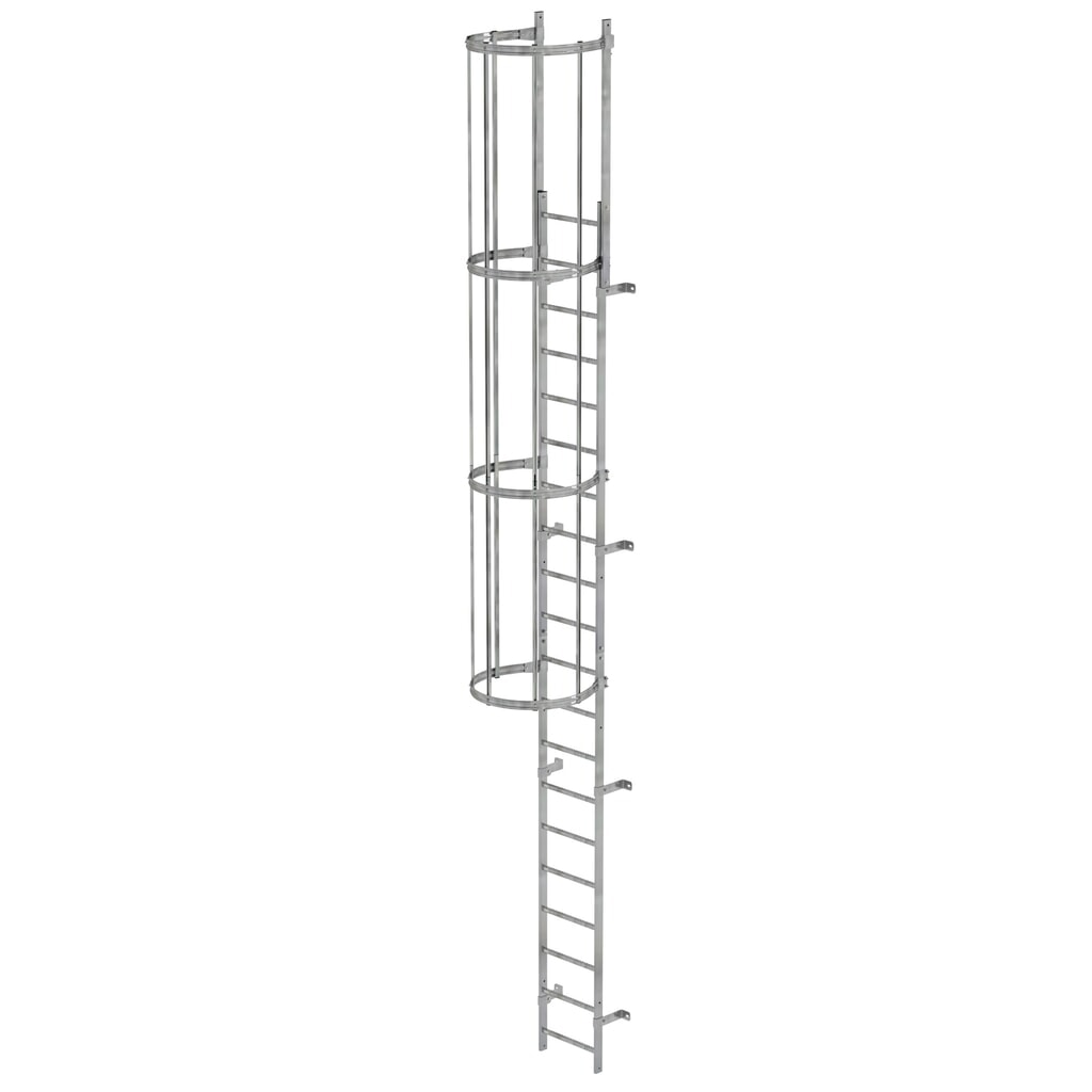 Illustration du produit: Munk Échelle à une voie avec cage de protection, acier galvanisé 6,80 m