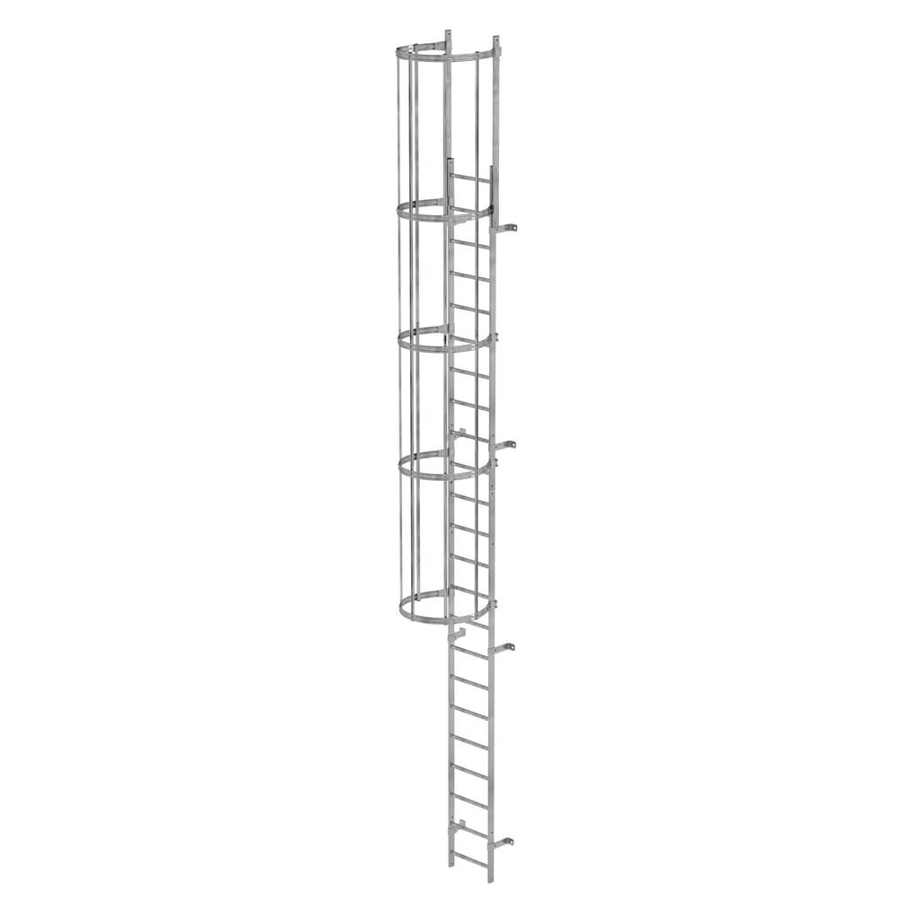 Munk Échelle à une voie avec cage de protection, acier galvanisé 7,64 m Illustration du produit: Munk Échelle à une voie avec cage de protection, acier galvanisé 7,64 m