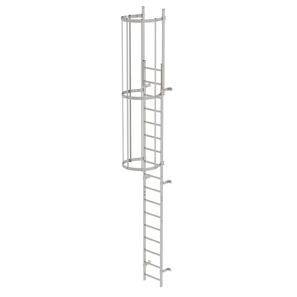Munk Échelle à une voie avec cage de protection, acier inoxydable 5,96 m Illustration du produit: Munk Échelle à une voie avec cage de protection, acier inoxydable 5,96 m