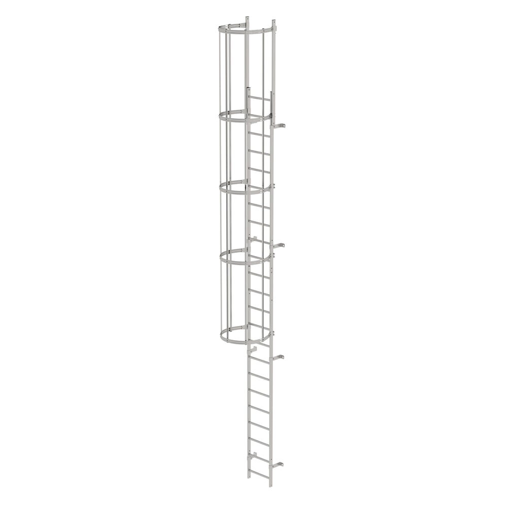 Illustration du produit: Munk Échelle à une voie avec cage de protection, acier inoxydable 7,64 m