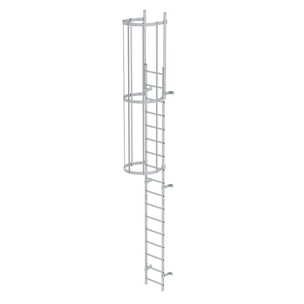 Illustration du produit: Munk Échelle à une voie avec cage de protection, aluminium anodisé 5,96 m