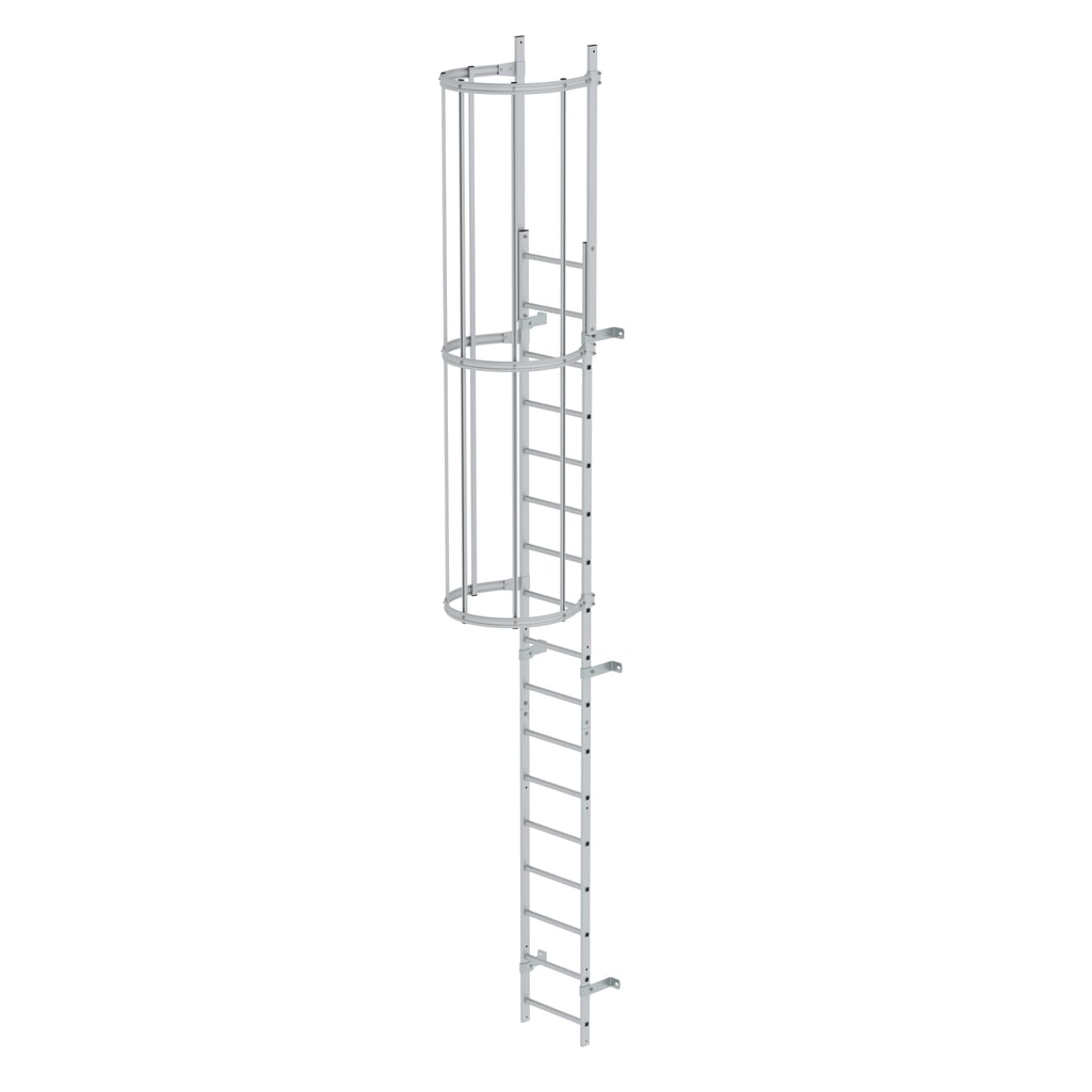 Illustration du produit: Munk Échelle à une voie avec cage de protection, aluminium anodisé 5,96 m