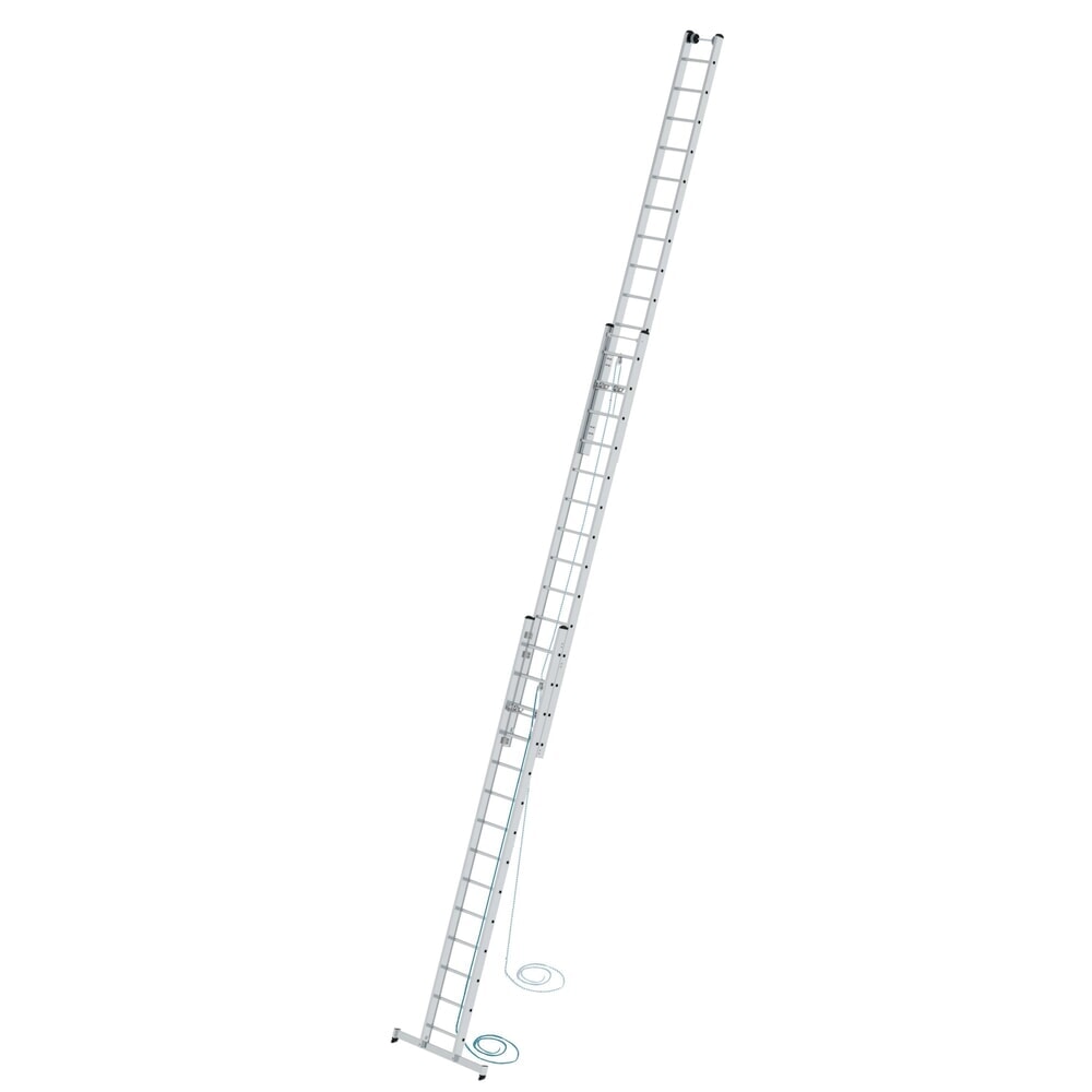 Illustration du produit: Munk Échelle coulissante à corde à barreaux 3 parties avec traverse nivello®, 3x14 barreaux