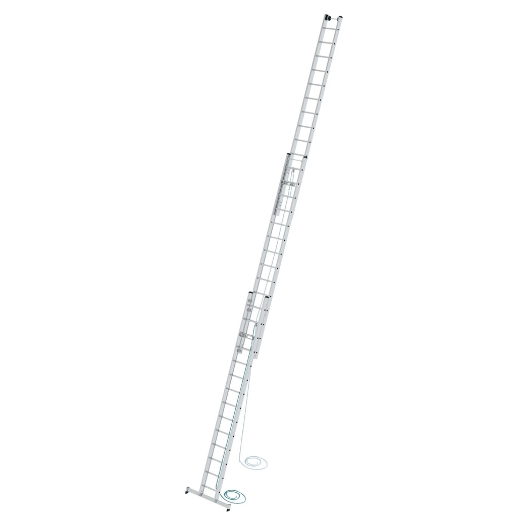Munk Échelle coulissante à corde à barreaux 3 parties avec traverse nivello®, 3x14 barreaux Illustration du produit: Munk Échelle coulissante à corde à barreaux 3 parties avec traverse nivello®, 3x14 barreaux
