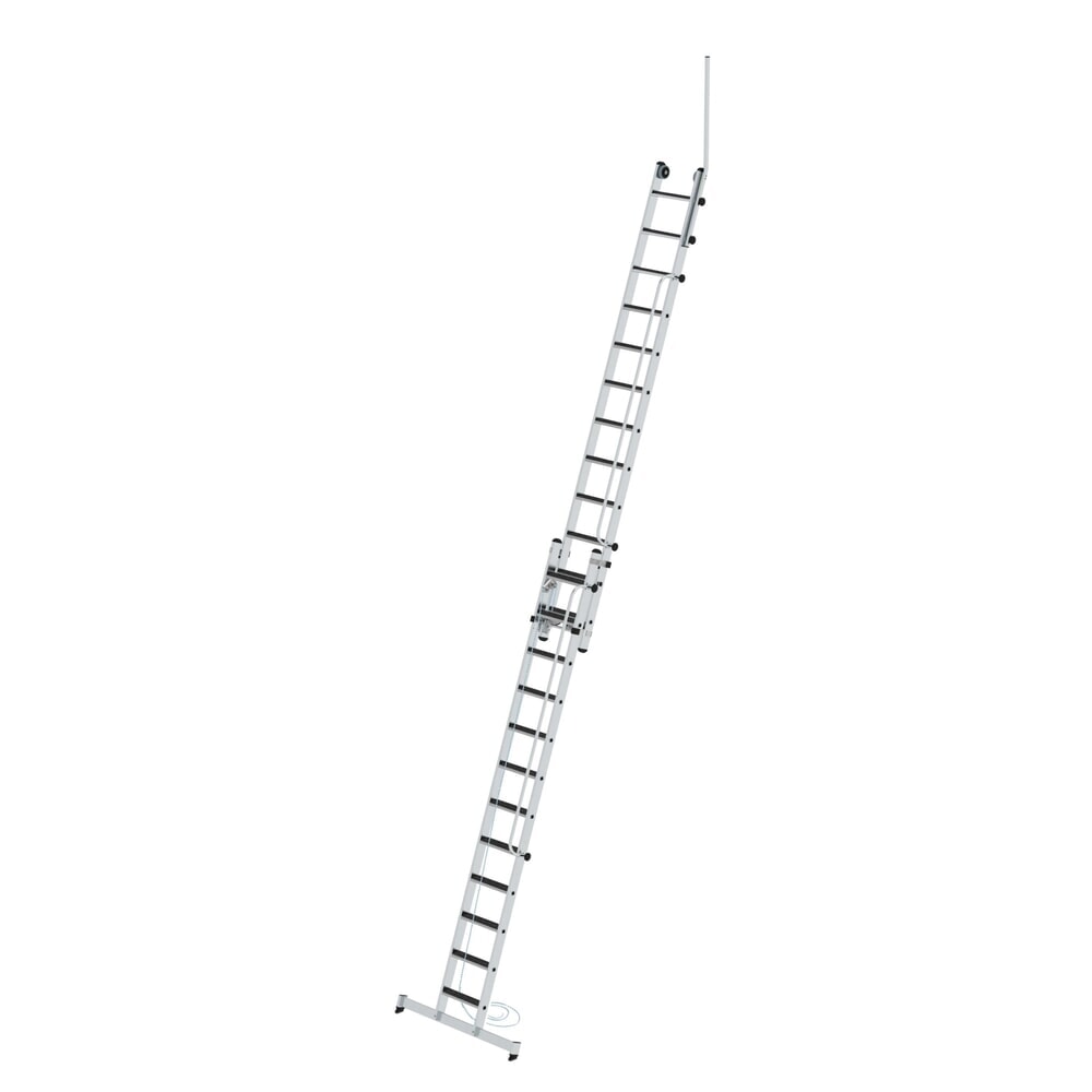 Illustration du produit: Munk Échelle coulissante à corde à marches 2 parties avec main courante et montant de sortie, 2x12 marches