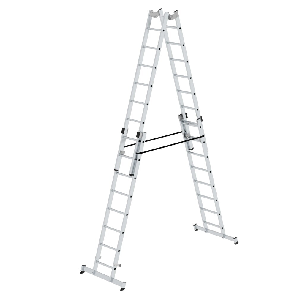 Illustration du produit: Munk Escabeau double à barreaux 4 parties avec traverse nivello®, 4x8 barreaux