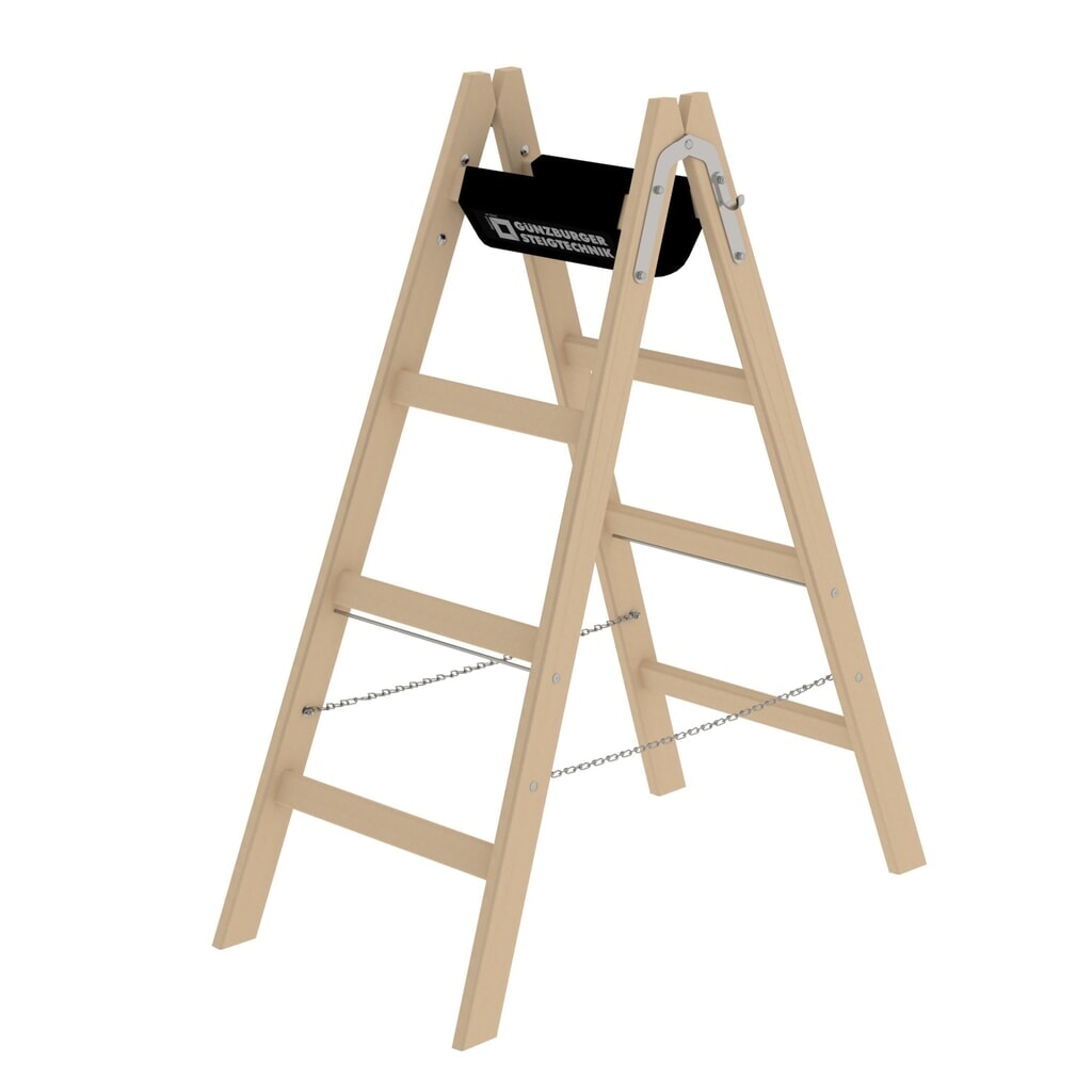 Munk Escabeau double à barreaux en bois, 2x4 barreaux Illustration du produit: Munk Escabeau double à barreaux en bois, 2x4 barreaux