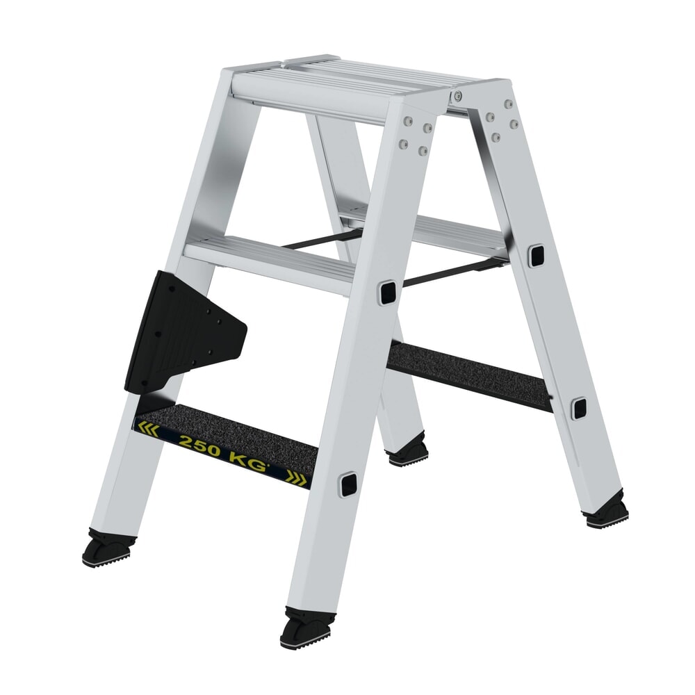 Illustration du produit: Munk Escabeau double à marches 250 kg accessible des deux côtés avec clip-step R13, 2x3 marches