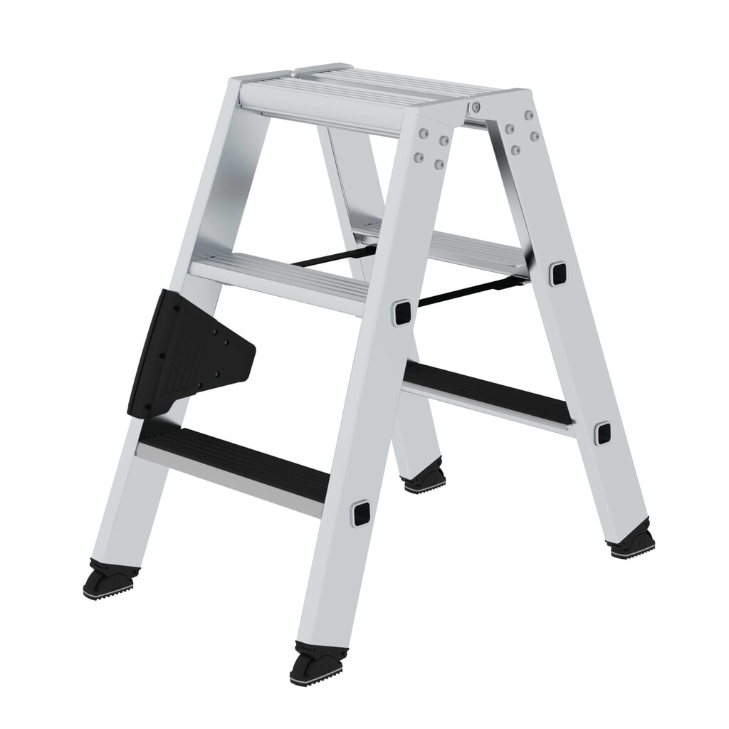 Munk Escabeau double à marches accessible des deux côtés avec clip-step, 2x3 marches Illustration du produit: Munk Escabeau double à marches accessible des deux côtés avec clip-step, 2x3 marches