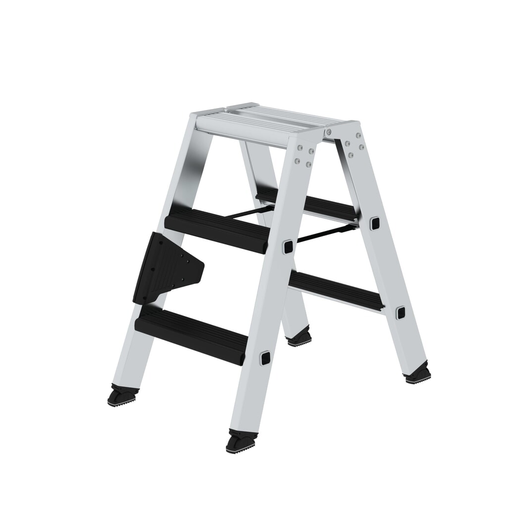Munk Escabeau double à marches accessible des deux côtés avec clip-step relax, 2x3 marches Illustration du produit: Munk Escabeau double à marches accessible des deux côtés avec clip-step relax, 2x3 marches