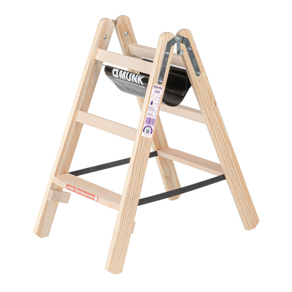 Illustration du produit: Munk Escabeau double à marches en bois accessible des deux côtés, 2x3 marches