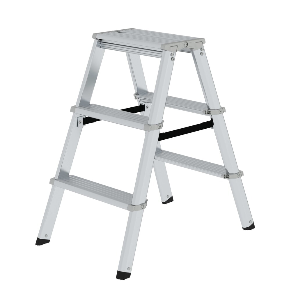 Munk Escabeau double à marches ML accessible des deux côtés, 2x3 marches Illustration du produit: Munk Escabeau double à marches ML accessible des deux côtés, 2x3 marches