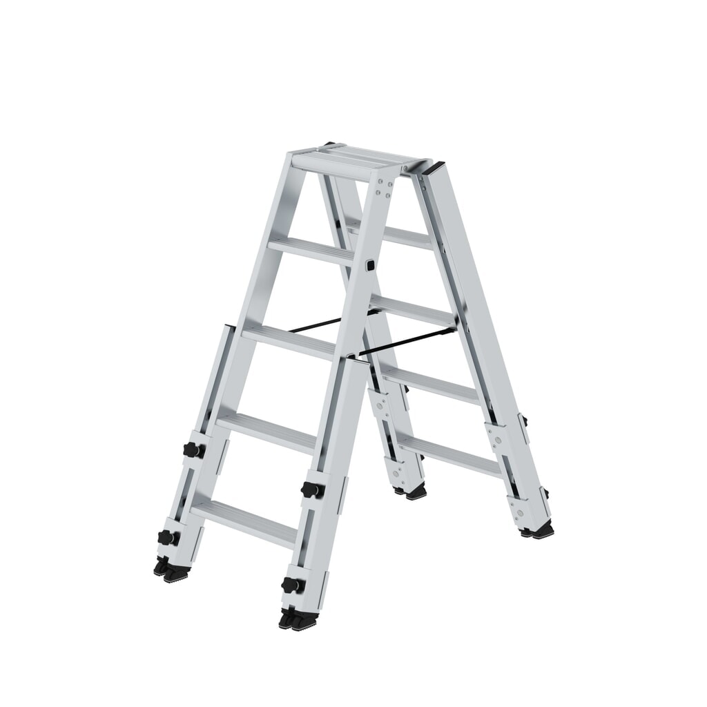 Munk Escabeau double à marches utilisable sur escaliers, 2x5 marches Illustration du produit: Munk Escabeau double à marches utilisable sur escaliers, 2x5 marches